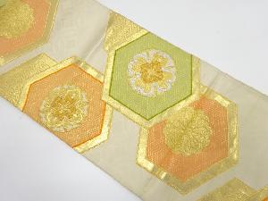 アンティーク　亀甲に花・古典柄織り出し袋帯（材料）